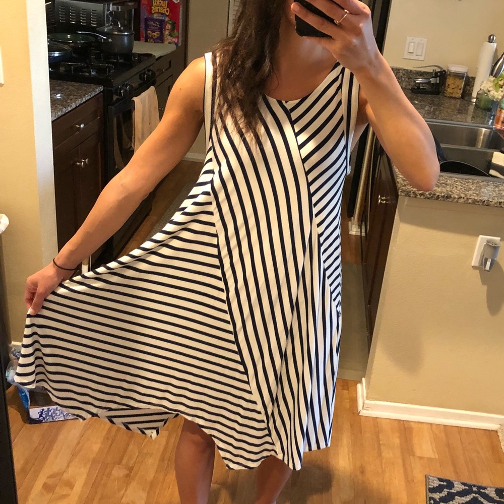Navy and white striped flowy dress from Nordstrom